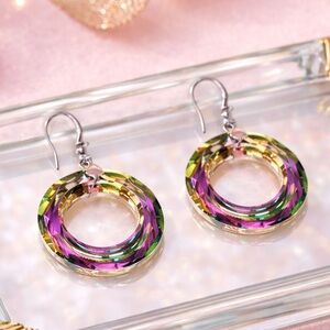 2 for $30 🔥 Crystal Iridescent statement Dangle Earrings